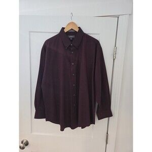 #139 Croft & Barrow Men's 17 32/33 Button Down Oxford Shirt Burgundy Solid